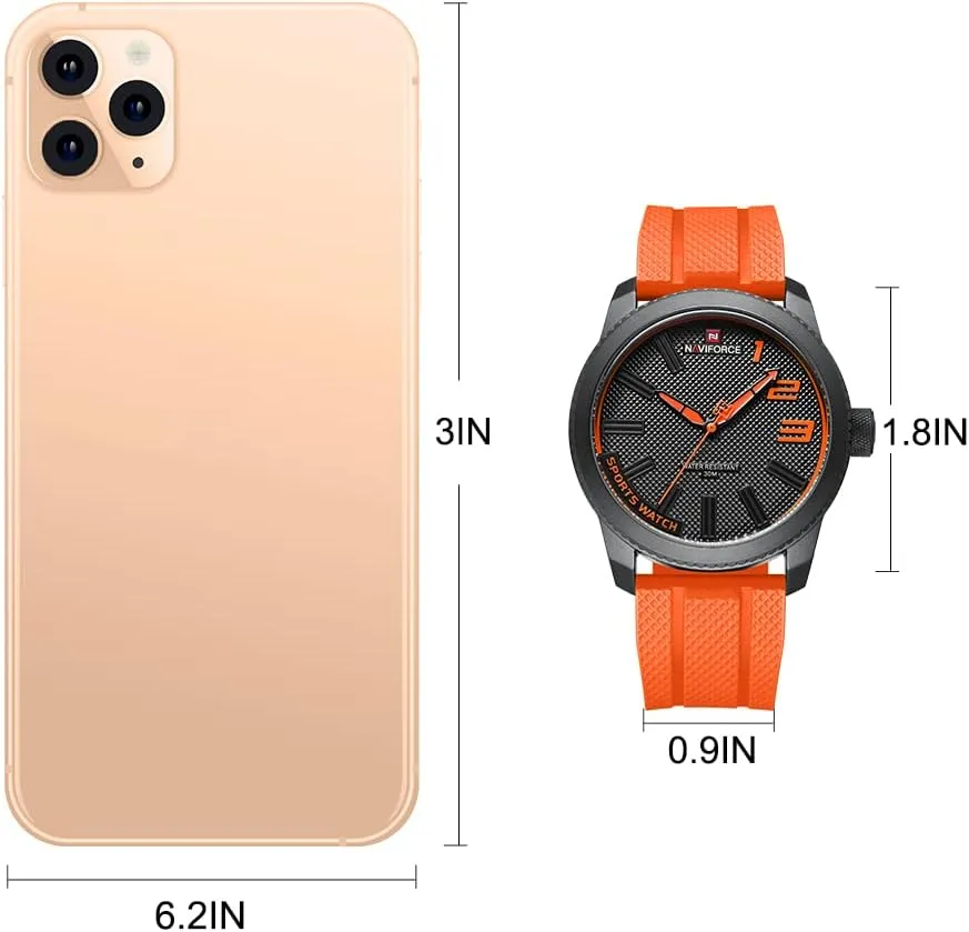 Boys Men, Silicone Band Watch akin with Second Hand NAVIFORCE Sport Waterproof Watches for Students 
