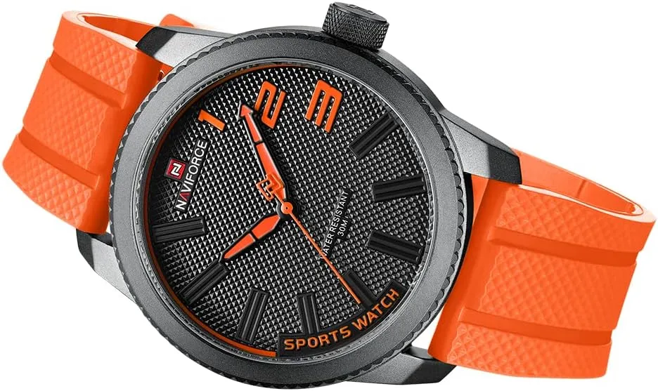 Boys Men, Silicone Band Watch akin with Second Hand NAVIFORCE Sport Waterproof Watches for Students 