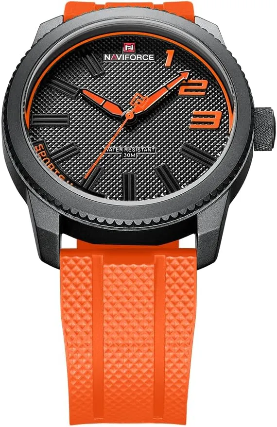 Boys Men, Silicone Band Watch akin with Second Hand NAVIFORCE Sport Waterproof Watches for Students 