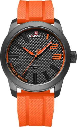 Boys Men, Silicone Band Watch akin with Second Hand NAVIFORCE Sport Waterproof Watches for Students 
