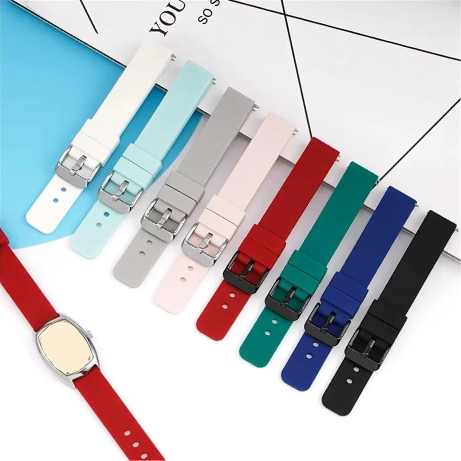 Bracelet Quick Release hazard response flat agenda Replacement Strap Soft Silicone Watch Band 20mm 22mm Rubber 