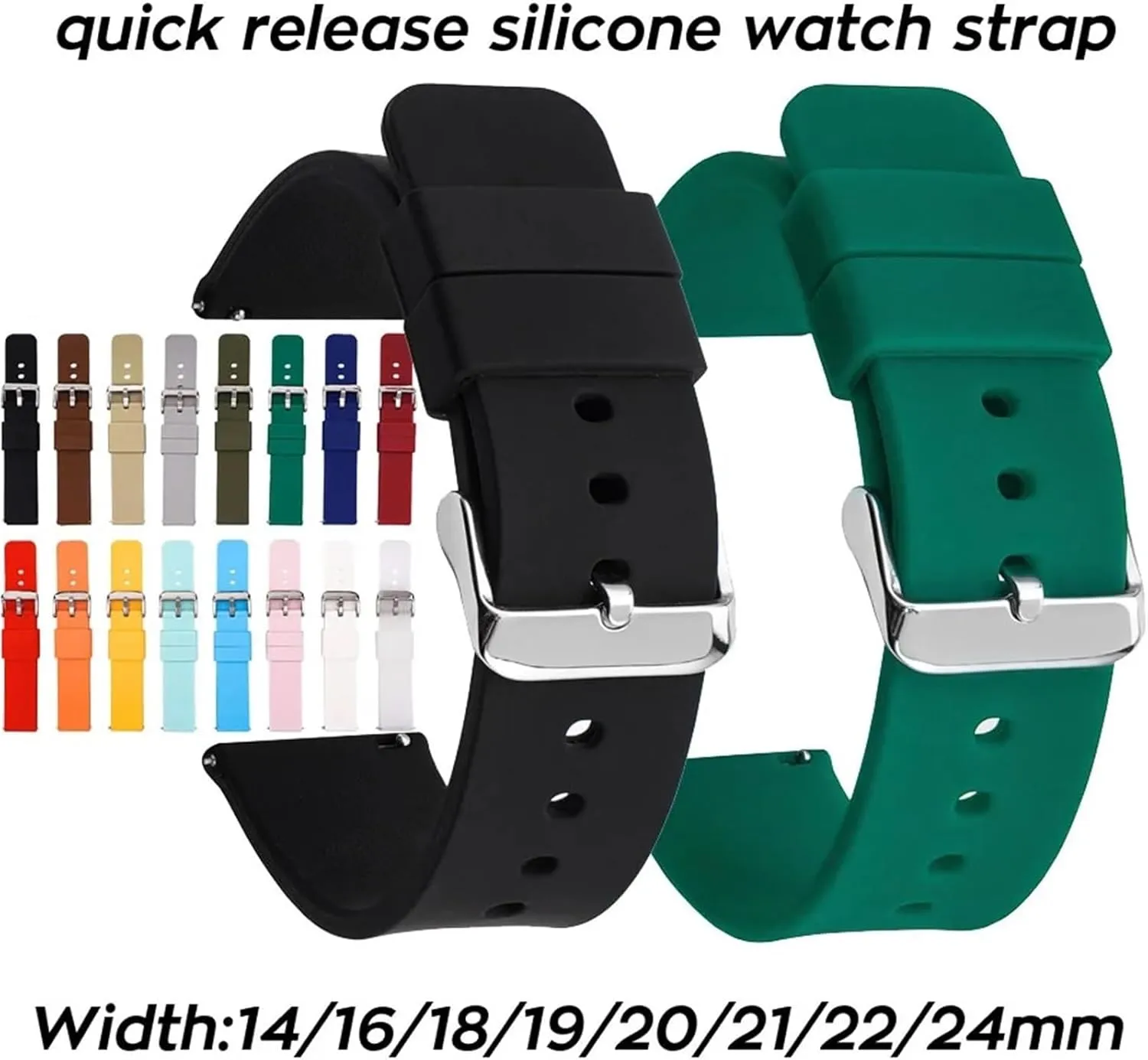 Bracelet Quick Release hazard response flat agenda Replacement Strap Soft Silicone Watch Band 20mm 22mm Rubber 