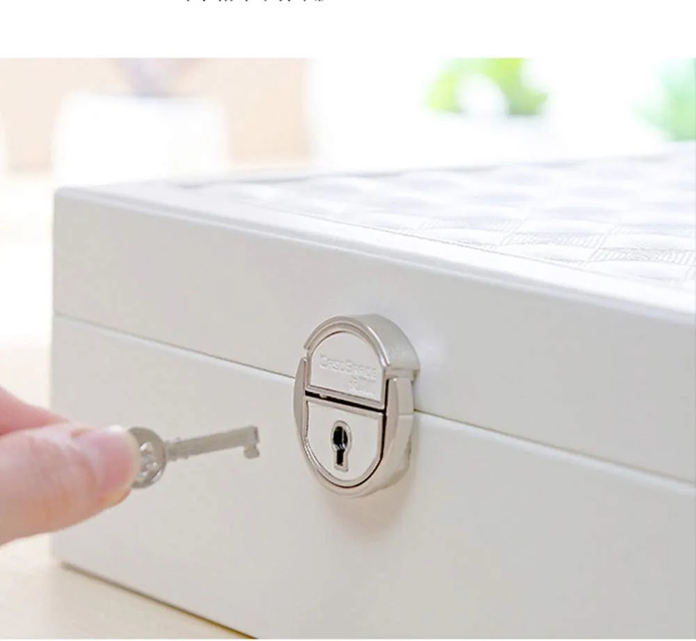 Bracelet, Ring and Earrings, Storage Box with Mirror, Artificial Leather Storage, newspaper handy shorten midterm Double-Layer Storage Box Multifunctional Storage, A Large-Capacity Compartment Storage Box for 
