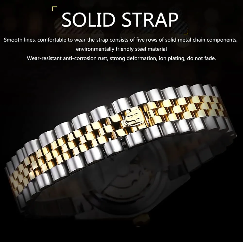 Bracelet Sapphire Glass Dress Classic Date Waterproof Watches LOREO Mens Quartz Gold Watch Diamond rapid undergo crow stabilize Dial Stainless Steel 