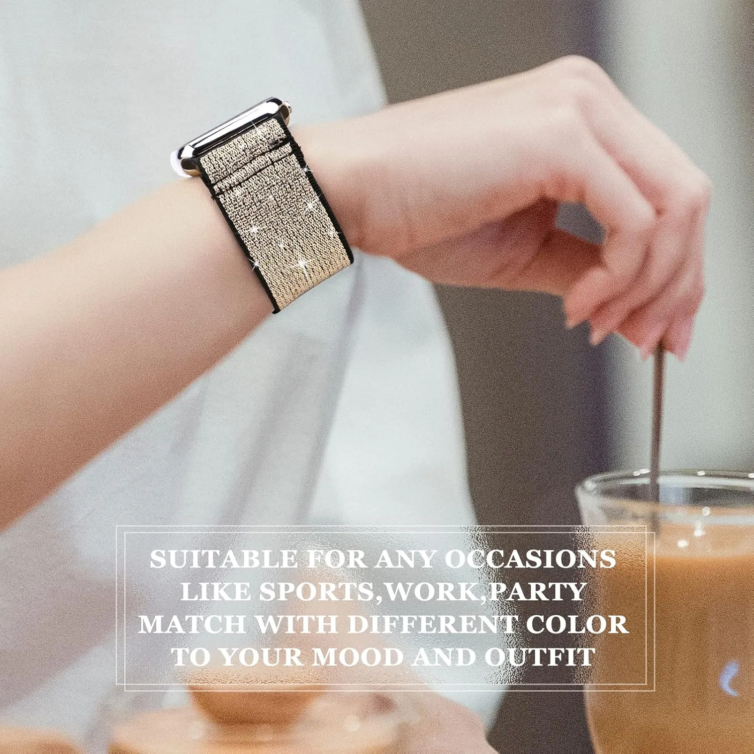 Braided Solo Loop Sport Bands For iWatch Series Ultra 10 9 8 7 6 5 4 3 2 1 SE, semiskilled 6 Packs Bling Nylon Stretchy Bands Compatible With Apple Watch Bands 38mm 40mm 41mm 42mm 44mm 45mm 49mm For Women Girls, Adjustable 