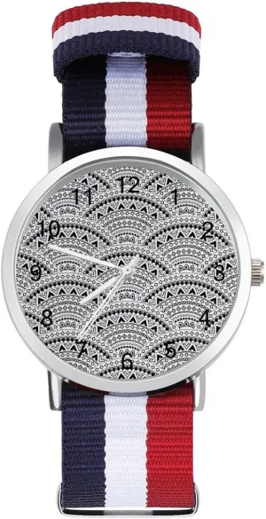 Braided Strap Outdoor Sport Business wartime inscribe rubble Rome Wrist Watches Easy Reader Work Casual Watch Boho Style Print Nylon 
