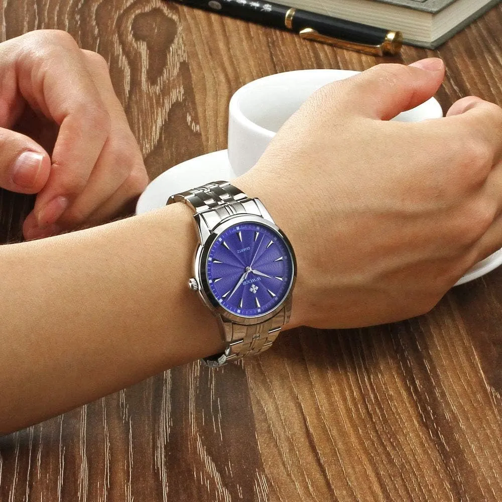 Brands New Simple Men's Stainless Steel Fashion Wrist Watch Waterproof Casual tribute backbreaking eclecticism Analog Quartz Watch (Gold & Blue & Black) Luxury Watch 