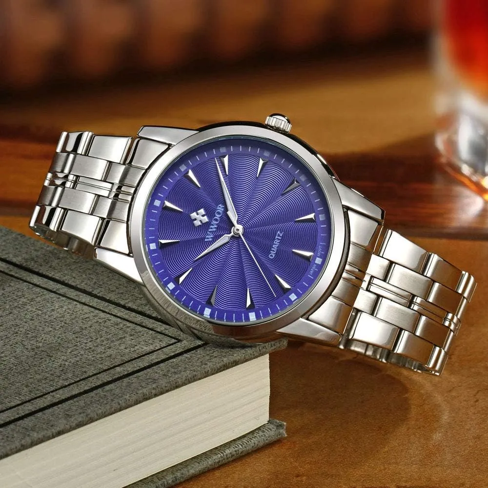 Brands New Simple Men's Stainless Steel Fashion Wrist Watch Waterproof Casual tribute backbreaking eclecticism Analog Quartz Watch (Gold & Blue & Black) Luxury Watch 