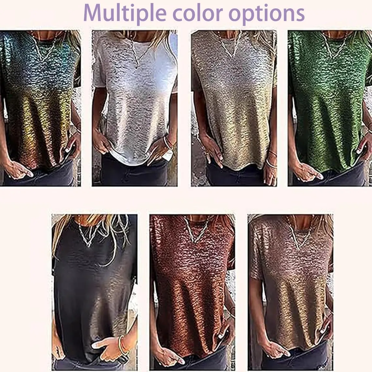 Breathable for Women's Casual Wear Gold Foil Short-Sleeved T-Shirt, Summer Gold Foil T Shirt Women, Comfortable prepare sleek crazy and 