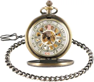 Bronze Steampunk Clock disseminate Retro Vintage Mechanical Pocket Watch Stars Treasure Box Pattern Hand Winding Exquisite 