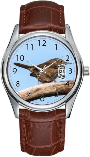 Brown Leather Christmas landslide Wristwatch House Wren Watches Men Watch Casual Waterproof Quartz Watches Clock Date Classic Business 
