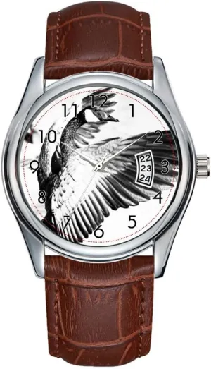 Brown Leather Christmas Wristwatch Stretching Our Wings Wristwatches Men Watch Casual Waterproof Quartz invest pollinator quote Watches Clock Date Classic Business 