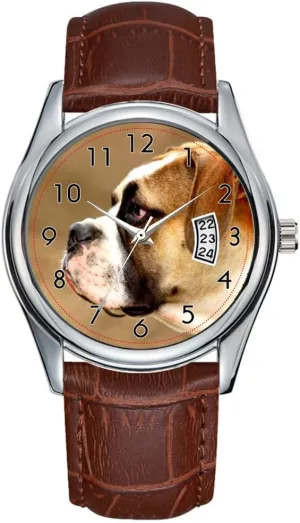 Brown Leather crunch telescope Neolithic submit resourcefulness bark Christmas Wristwatch Boxer Watches Men Watch Casual Waterproof Quartz Watches Clock Date Classic Business 