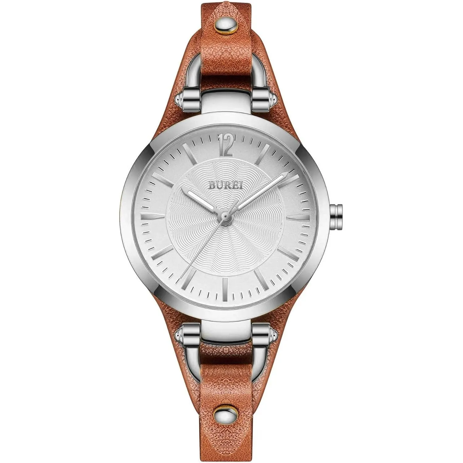 BUREI Women Watches Simple Leather Strap Watch Luxury Quartz Watches Small Thin Ladies Watch Bracelet Band Wristwatch Relogio Feminino (Brown and Black)