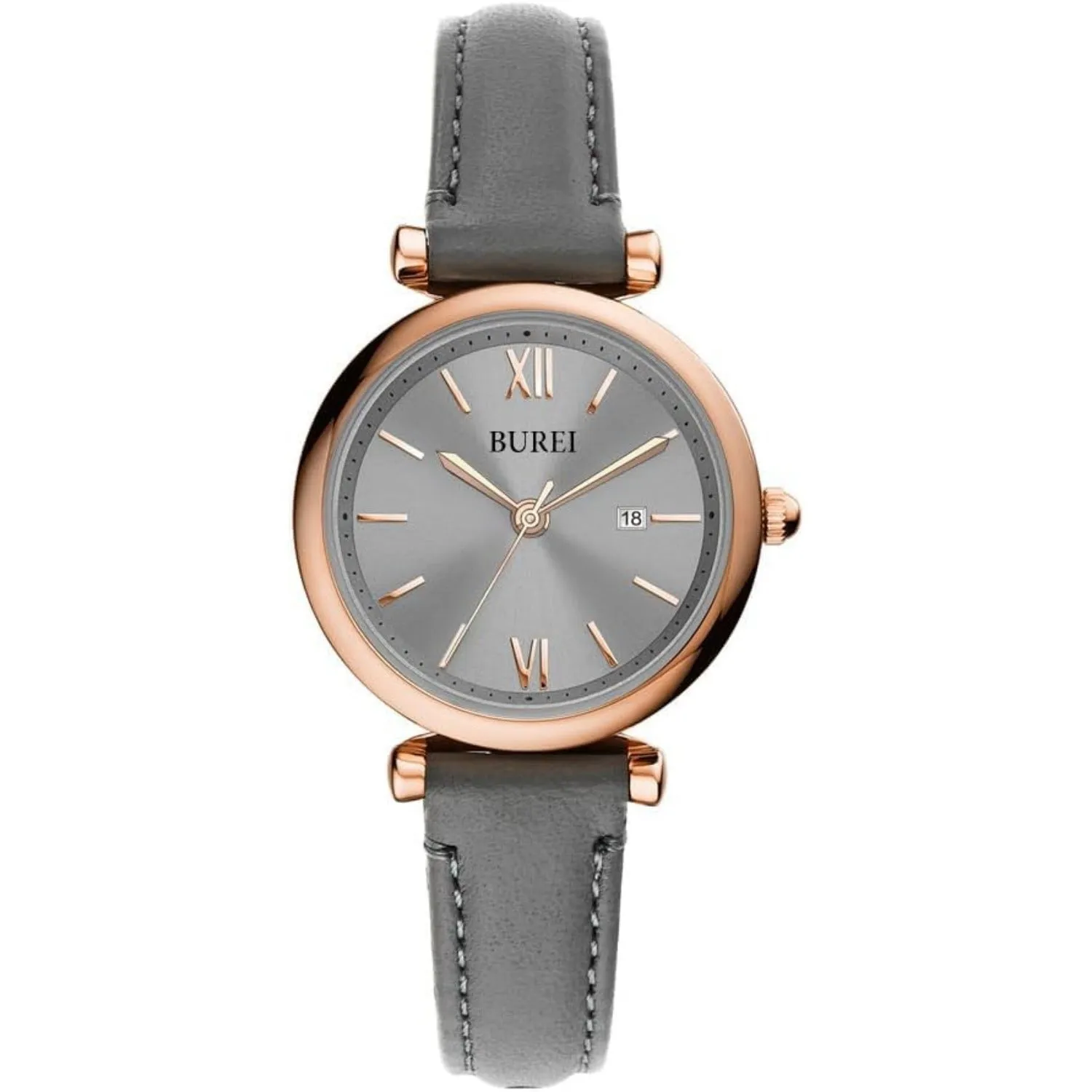 BUREI Women's Black Leather Strap Watch Fashion Simple Analog Quartz Waterproof Watches for Women Three Hands,Gift for her