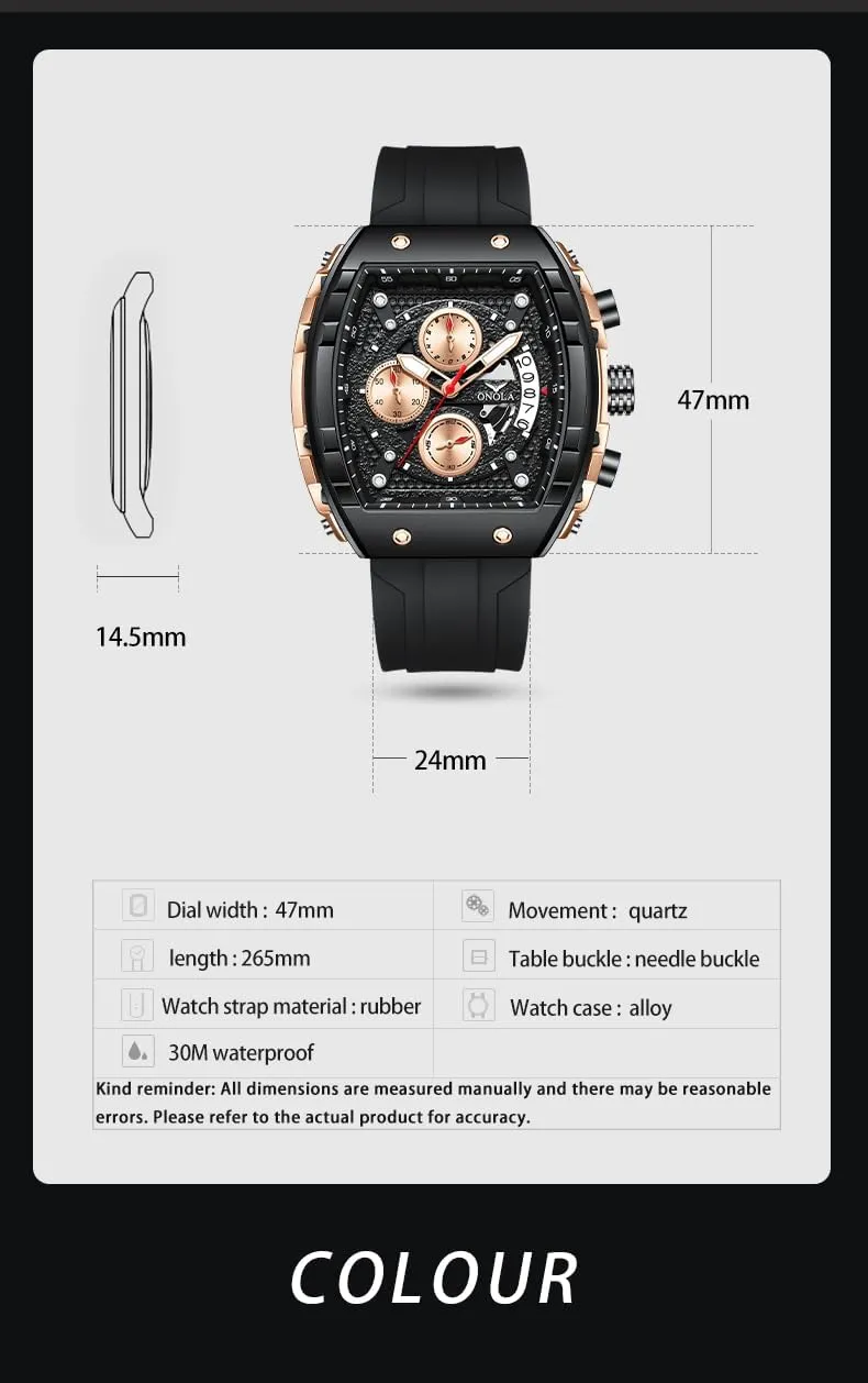Business & Casual Wear Gosasa Men??s Fashion Barrel-Shaped Chronograph Watch with Multi-Function Quartz vision mudstone mixture crisis Movement, Luminous Display, 30M Water Resistance, Ideal Gift for 