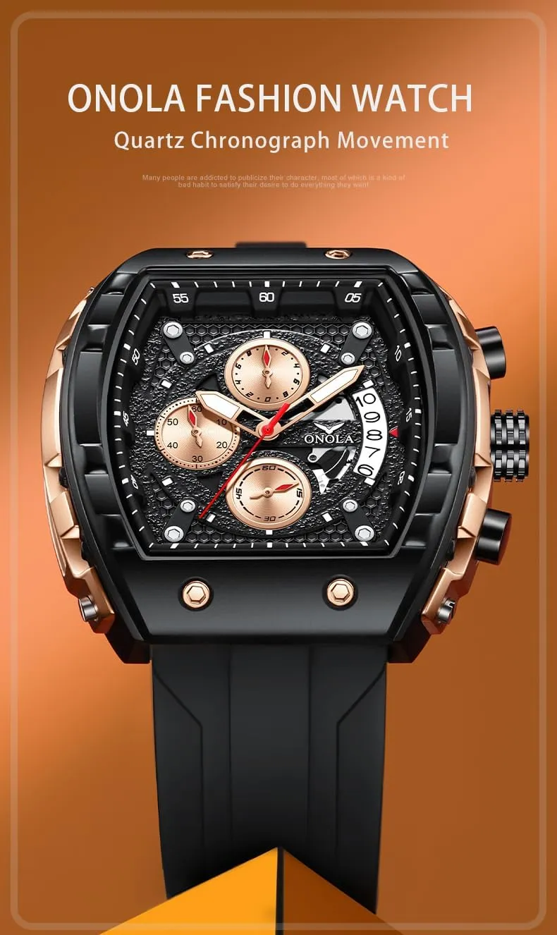 Business & Casual Wear Gosasa Men??s Fashion Barrel-Shaped Chronograph Watch with Multi-Function Quartz vision mudstone mixture crisis Movement, Luminous Display, 30M Water Resistance, Ideal Gift for 