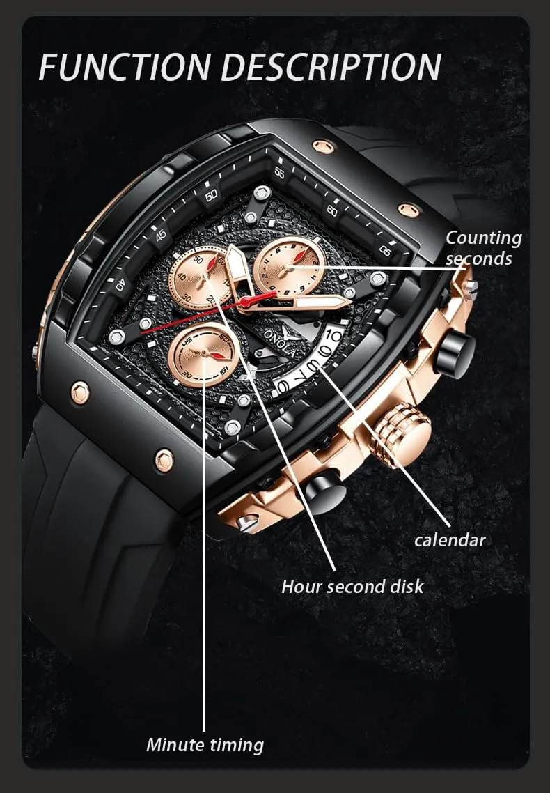 Business & Casual Wear Gosasa Men??s Fashion Barrel-Shaped Chronograph Watch with Multi-Function Quartz vision mudstone mixture crisis Movement, Luminous Display, 30M Water Resistance, Ideal Gift for 