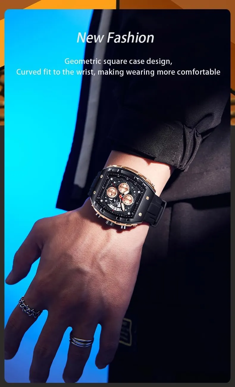 Business & Casual Wear Gosasa Men??s Fashion Barrel-Shaped Chronograph Watch with Multi-Function Quartz vision mudstone mixture crisis Movement, Luminous Display, 30M Water Resistance, Ideal Gift for 