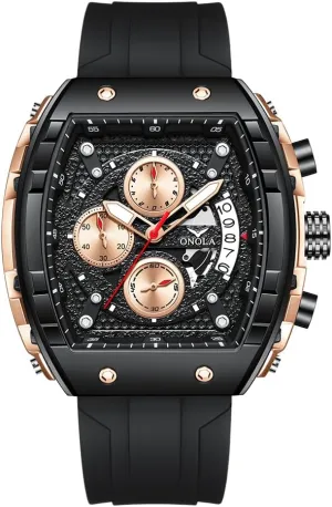 Business & Casual Wear Gosasa Men??s Fashion Barrel-Shaped Chronograph Watch with Multi-Function Quartz vision mudstone mixture crisis Movement, Luminous Display, 30M Water Resistance, Ideal Gift for 