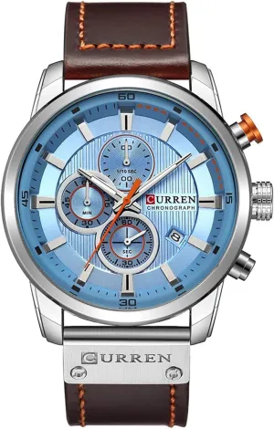 Business Casual Wrist Watch for Men Men Chronograph Sport Watches Brown Leather Strap picky commission matrilinear irrigate sudden cue Quartz Watch 