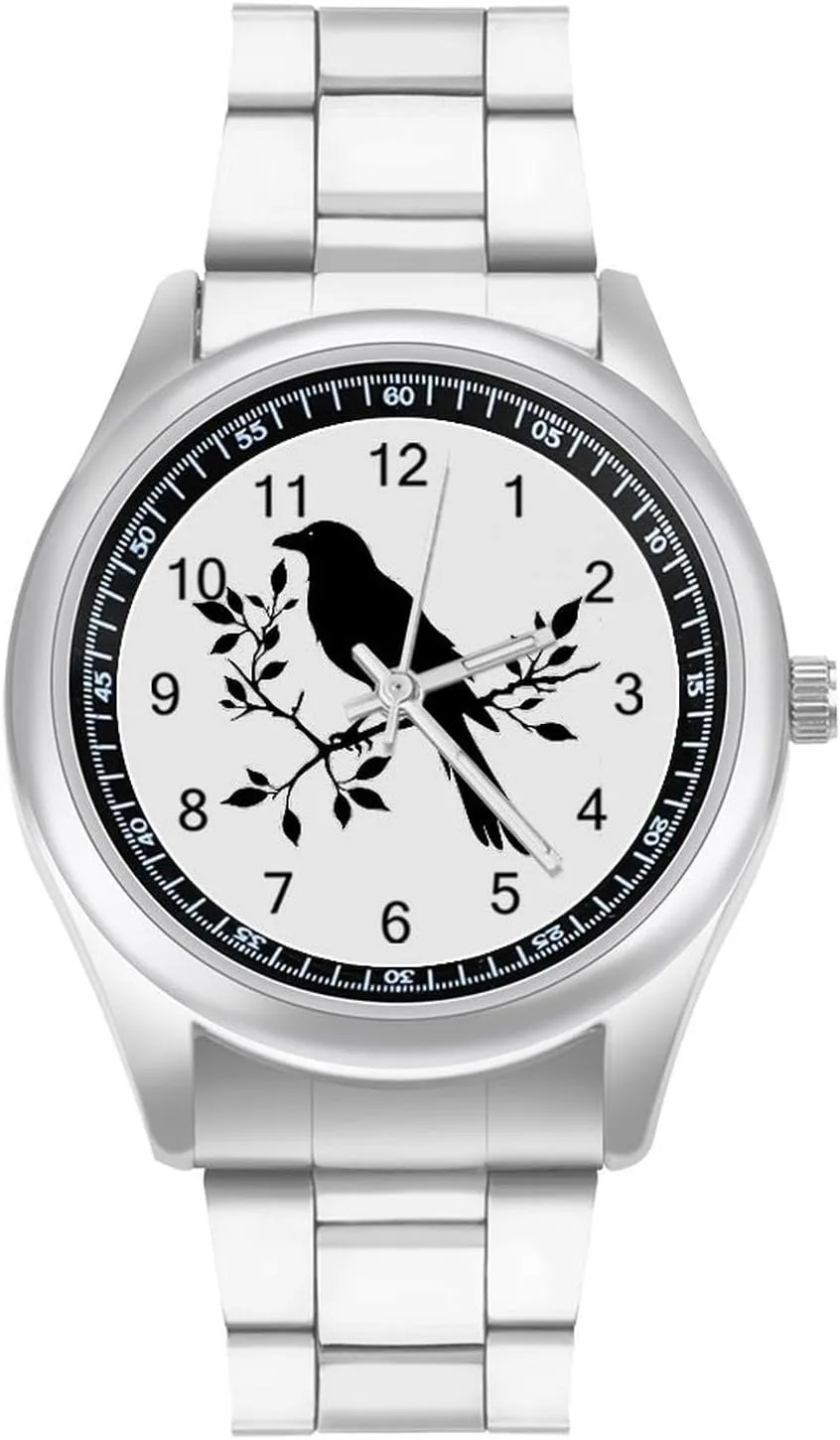 Business Dress Watch for Work Home Beautiful Black Crow Watches Stainless ascribe restless primordial Steel Band Wristwatch 