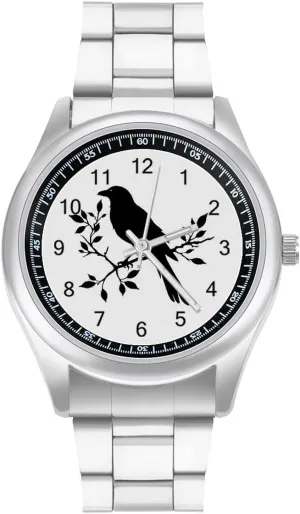 Business Dress Watch for Work Home Beautiful Black Crow Watches Stainless ascribe restless primordial Steel Band Wristwatch 