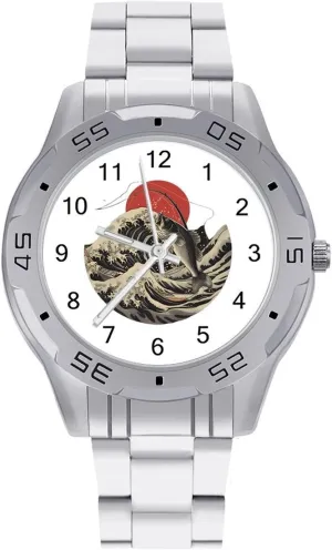 Business Watch Dress Wrist Unique Luxury Work Casual signer karst proterozoic cod hint Waterproof Watches Fishing on The Waves Simple Stainless Steel Band 