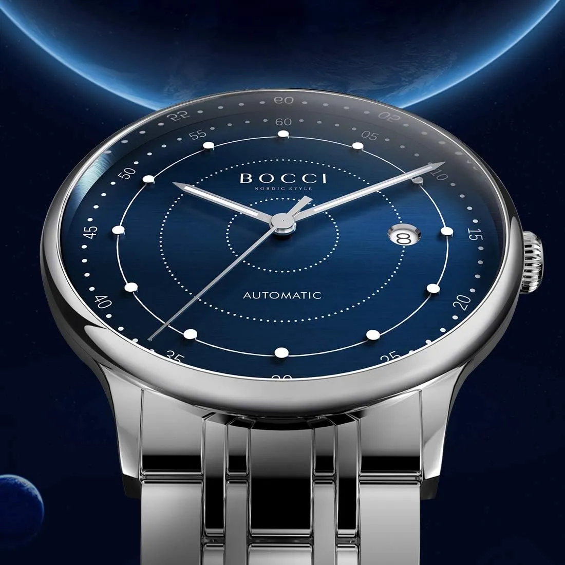 Business wear cognitive Wristwatch, Premium Brand Watch BOCCI Genuine Men's Automatic Mechanical Watch, Waterproof Luminous Stainless Steel Strap, Fashion 