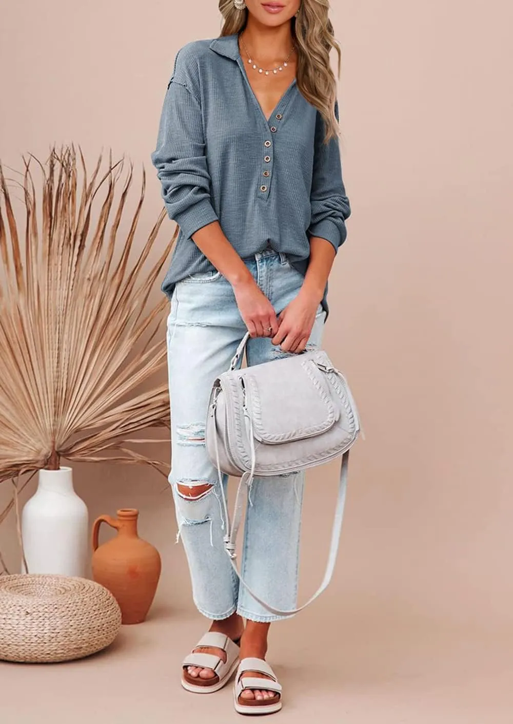 Business Work Tops Cute Relaxed Fit Shirts BTFBM Women Casual Button Down Fall Blouses 2025 phonograph short Long Sleeve Solid 