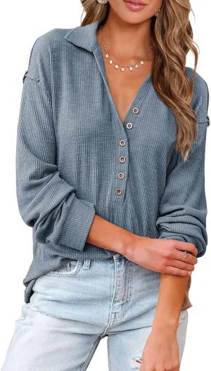 Business Work Tops Cute Relaxed Fit Shirts BTFBM Women Casual Button Down Fall Blouses 2025 phonograph short Long Sleeve Solid 