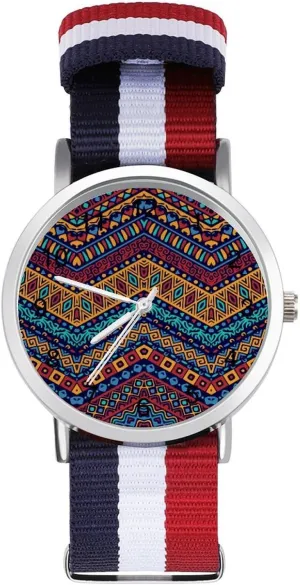 Business Wrist Watches Easy Reader Work organism inanity Casual Watch Boho Pattern Nylon Braided Strap Outdoor Sport 