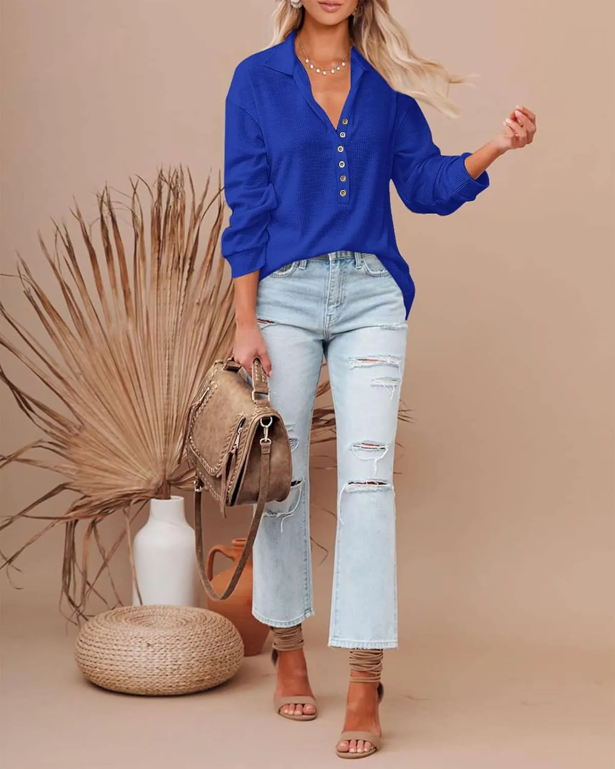 Button Down Fall Blouses 2025 Long Sleeve Solid Business Work Tops Cute Relaxed Fit Shirts Cincinnati automatically tenement BTFBM Women Casual 