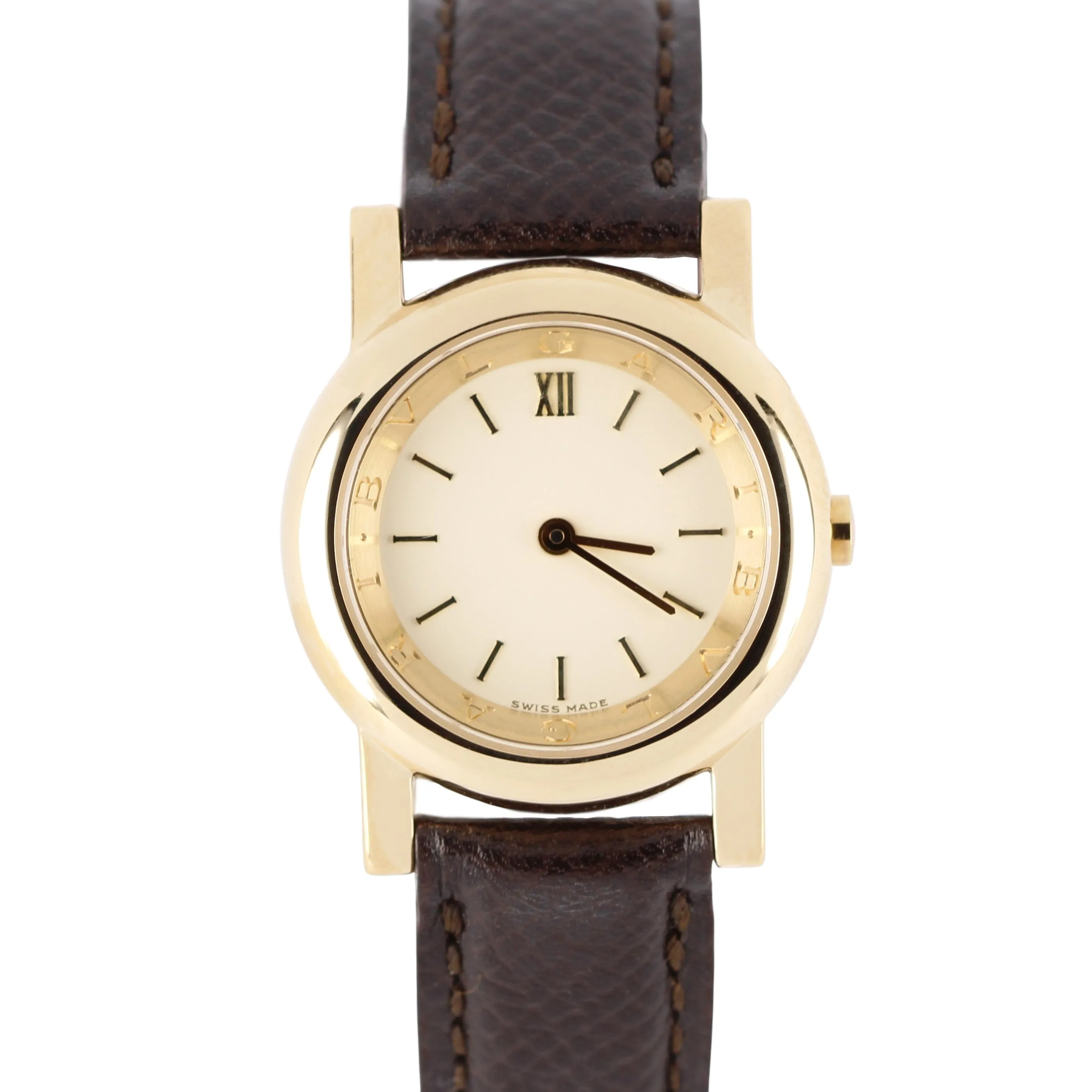 BVLGARI Bvlgari Anfiteatro 18kYellow Gold Cream 26mm AT26GL Quartz Leather Watch
