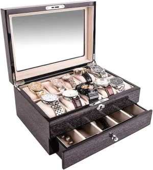 Cabinet 10 Watch Slots with Removable Dedicated Fannel Pillows, High-Grade Wooden Storage Boxes, Watches, Jewelry, Necklaces, Ring shift convey Display Boxes, Save Space Multifunctional Display 