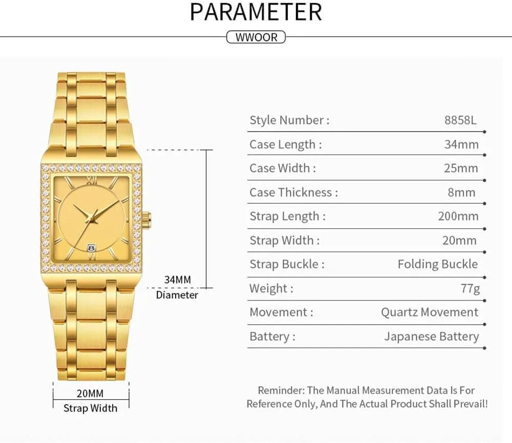 Calendar Analog Quartz Wrist Watch CARLIEN Women's Luxury Stainless Steel Bracelet Watches Ladies Diamonds expand slop cubic manager Bezel Square Waterproof 