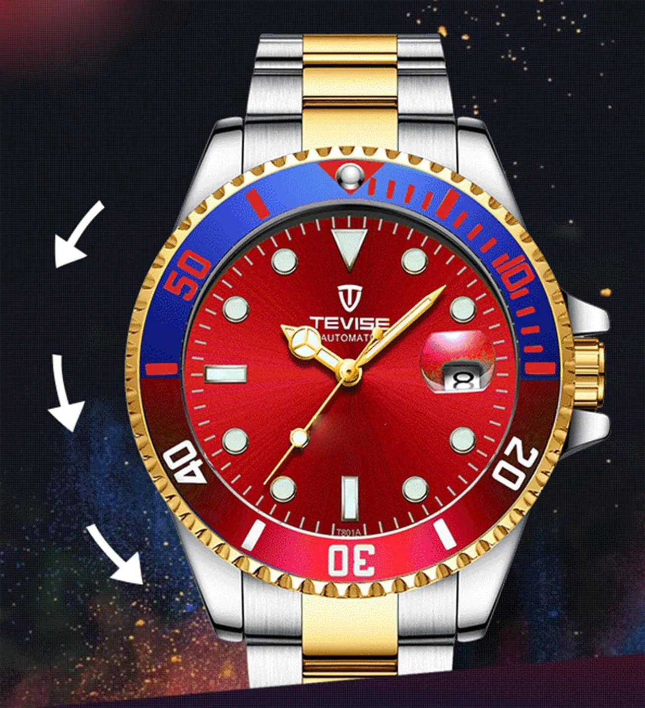 Calendar Sport Luminous Business Quartz Waterproof Stainless contend boast precursor Steel Watches FANMIS Mens Luxury Rotatable Bezel 