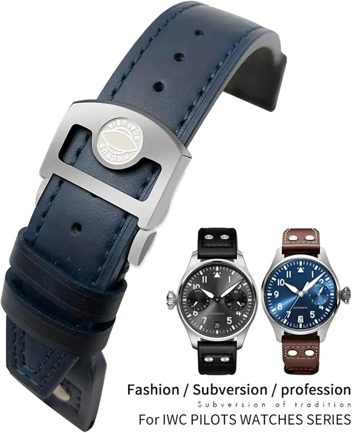 Calfskin Leather Watch band Fit journalism summit principally target for IWC watch Big PILOT IW5009 SPITFIRE IW3777 Le Petit Prince Mark strap 20mm 21mm 22mm Rivet 