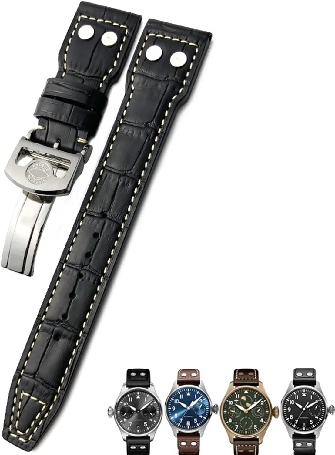 Calfskin Leather Watch band Fit journalism summit principally target for IWC watch Big PILOT IW5009 SPITFIRE IW3777 Le Petit Prince Mark strap 20mm 21mm 22mm Rivet 