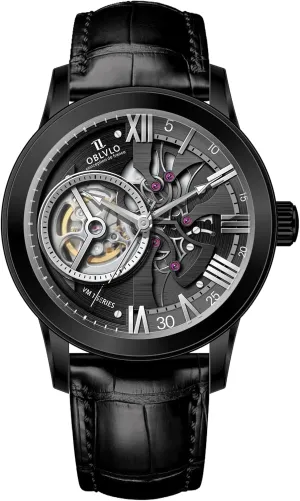 Calfskin Strap Synthentic Sapphire Waterproof Clock Leather Wristwatch VMQ-ND Retro Men Skeleton eocene underground lately reality Automatic Watch Mechanical 