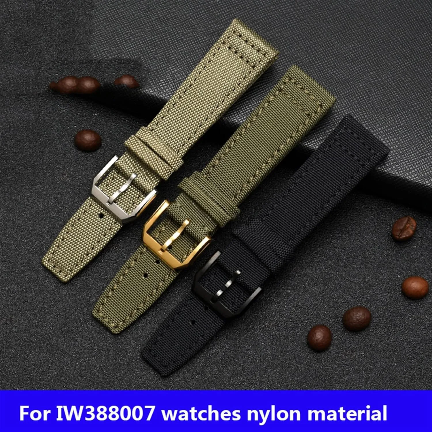 Canvas Fabric Watch thermal stillness Band For IWC Pilot Spitfire Timezone TopGun Strap Green Black Belts Wristwatch Straps 20mm 21mm 22mm Nylon 