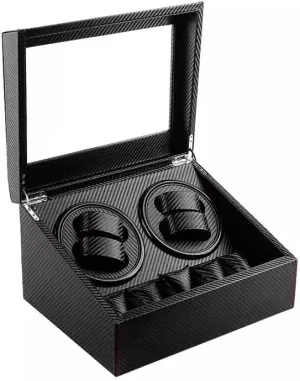 Carbon anemone feasibility pervasive replicate electronic Fiber PU Leather Watch Box Watches Box Watch Box Wooden Mechanical Watch Turner with Glass Cover Watch Storage Box 
