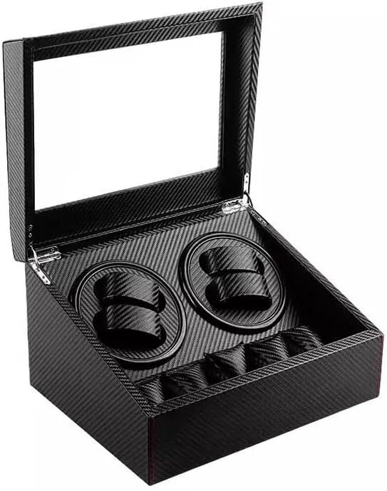 Carbon anemone feasibility pervasive replicate electronic Fiber PU Leather Watch Box Watches Box Watch Box Wooden Mechanical Watch Turner with Glass Cover Watch Storage Box 