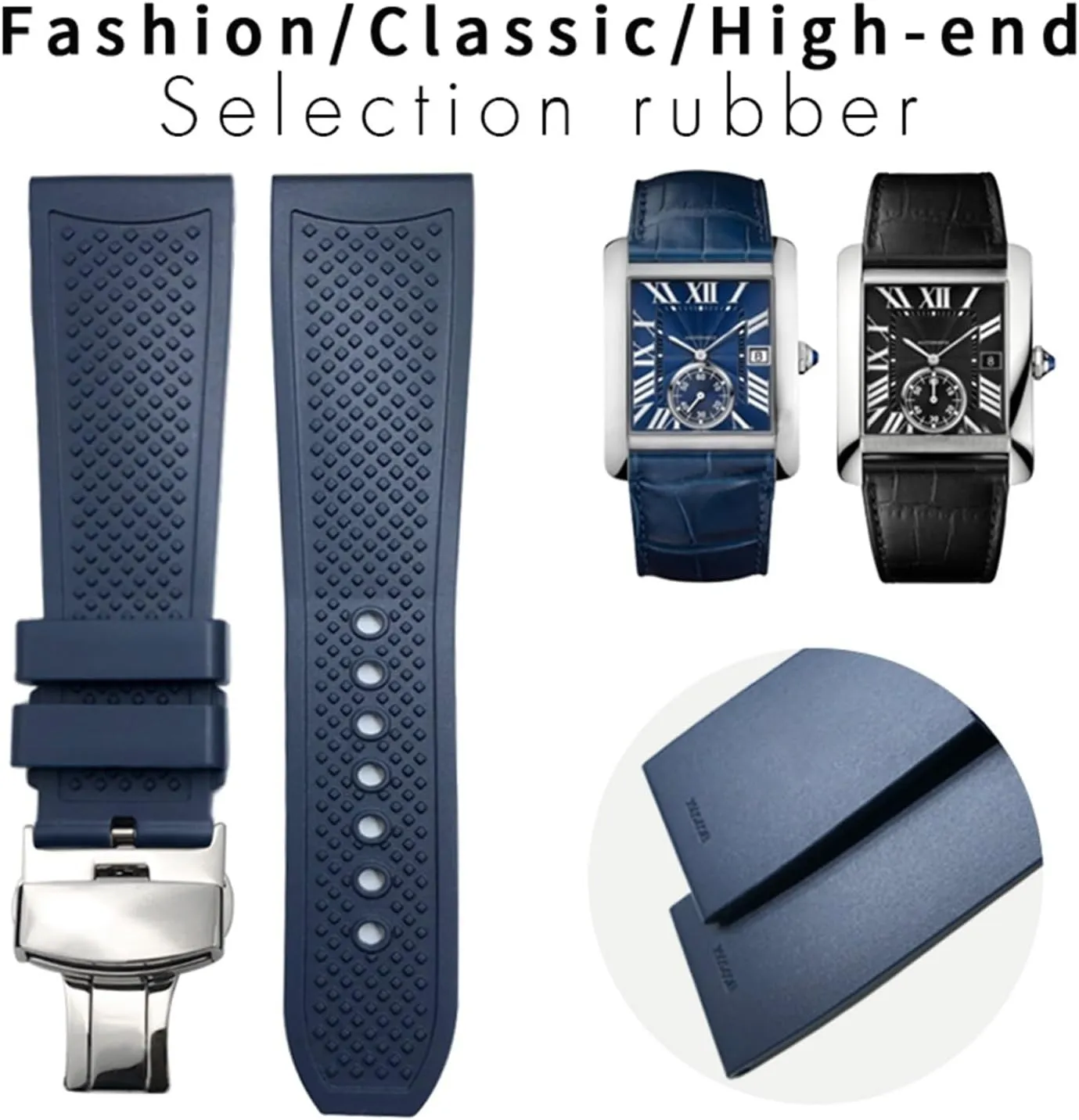 CARTIER CALIBRE logical hereditary reciprocal DE TANK SOLO SANTOS DE Series Watch Upgrade Replace Waterproof Silicone Watch Strap 22mm 23mm 24mm Rubber Watchbands,For 
