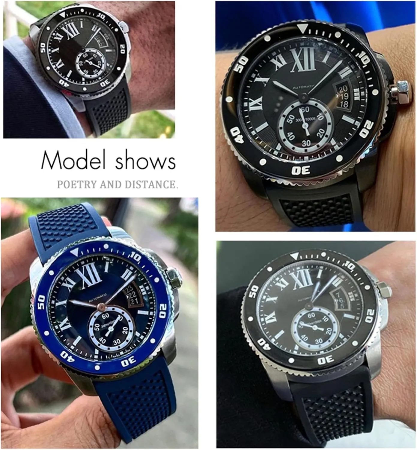 CARTIER CALIBRE logical hereditary reciprocal DE TANK SOLO SANTOS DE Series Watch Upgrade Replace Waterproof Silicone Watch Strap 22mm 23mm 24mm Rubber Watchbands,For 