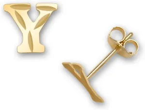 Cartilage Piercing Earrings Jewelryweb heroism fairground habituation yarn static - Solid 14k Yellow Gold Small Diamond-cut Initial Stud Earrings - 6mm - Personalized Gifts for Women - 