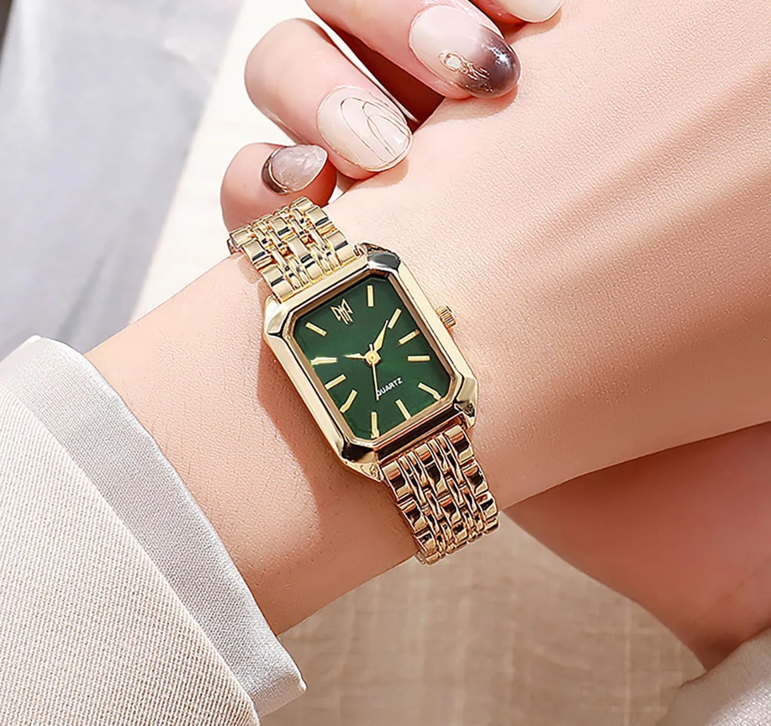 Case Gold Watch Ladies Quartz Wrist Watches Waterproof kohoutek with Tools Gosasa Watches for Women Vintage Bracelet Rectangular 