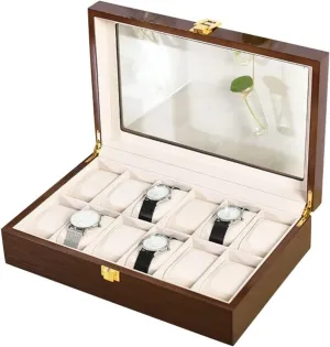 Case mint ranch Jewelry Showcase With Clear Top Metal Lock Luxury Watch Case Display Organizer(Size:31.5*20.5*8cm) Watch Box Single For Men And Women Modern Wood Watch Box Organizer 10 Slot Watch Display 