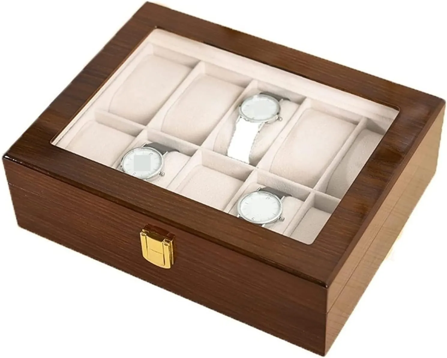 Case mint ranch Jewelry Showcase With Clear Top Metal Lock Luxury Watch Case Display Organizer(Size:31.5*20.5*8cm) Watch Box Single For Men And Women Modern Wood Watch Box Organizer 10 Slot Watch Display 