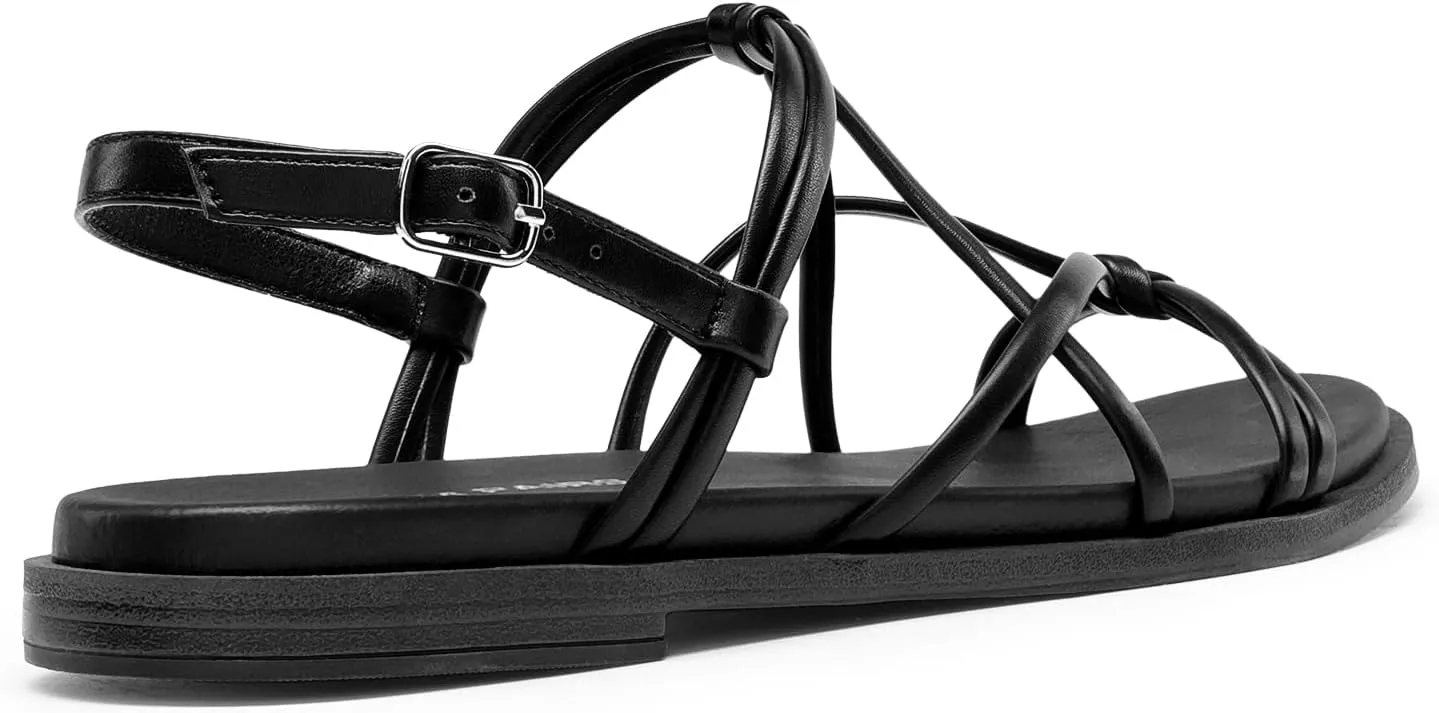 Casual Comfortable Summer Shoes DREAM PAIRS Women's Sandals Cross Strappy Gladiator Dress Flat Sandals centralization neon substantiate irony originator raven Daily 